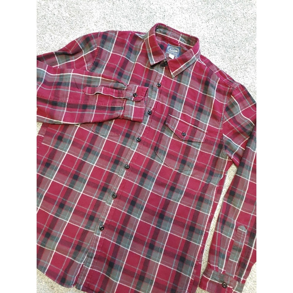 J. Crew Mens Large Red Plaid Flannel Button Down Shirt Sportsmans Outfitter